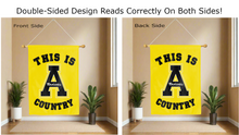 Load image into Gallery viewer, this is appalachian state country logo reading correctly on both sides of gold house flag
