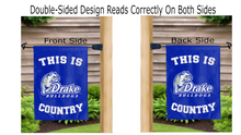 Load image into Gallery viewer, this is drake bulldogs country logo reading correctly on both sides of garden flag
