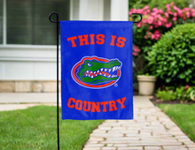 Load image into Gallery viewer, this is florida gators country garden flag hung outside for yard decor
