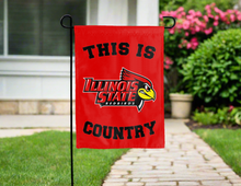 Load image into Gallery viewer, this is illinois state redbirds garden flag hung outside for yard decor
