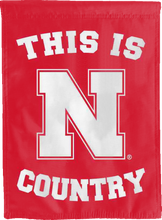 Load image into Gallery viewer, red this is nebraska huskers country double sided house flag for college dorm decor
