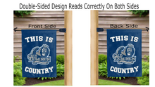 Load image into Gallery viewer, this is old dominion university country logo reading correctly on both sides of blue garden flag
