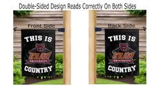 Load image into Gallery viewer, this is shaw university bears country logo reading correctly on both sides of black double sided garden flag
