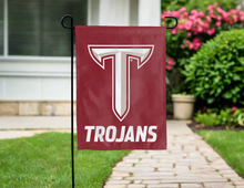Load image into Gallery viewer, red troy trojans double sided garden flag for yard decor
