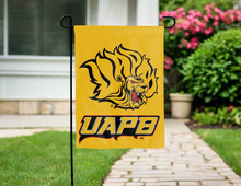 Load image into Gallery viewer, gold uapb golden lions double sided garden flag for yard decor
