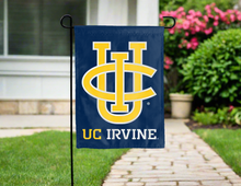 Load image into Gallery viewer, blue uc irvine double sided garden flag for yard decor
