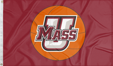 Load image into Gallery viewer, maroon umass minutemen basketball flag for college dorm decor
