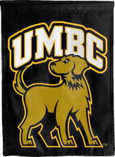 Load image into Gallery viewer, black umbc double sided house flag for game day decor
