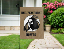 Load image into Gallery viewer, gold unc pembroke braves double sided garden flag for yard decor
