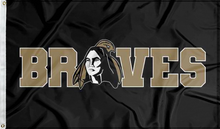 Load image into Gallery viewer, black unc pembroke braves flag for college dorm decor
