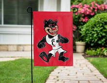Load image into Gallery viewer, red university of cincinnati mascot double sided garden flag for yard decor

