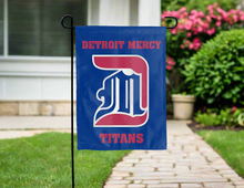 Load image into Gallery viewer, blue university of detroit mercy double sided garden flag for yard decor

