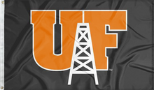 Load image into Gallery viewer, black university of findlay oilers flag for college dorm decor
