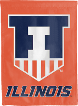 Load image into Gallery viewer, orange university of illinois double sided house flag for college dorm decor
