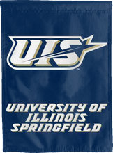 Load image into Gallery viewer, blue university of illinois springfield double sided house flag for man cave decor
