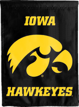 Load image into Gallery viewer, black iowa hawkeyes double sided house flag for college dorm decor
