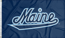 Load image into Gallery viewer, blue university of maine flag with maine logo for college dorm decor
