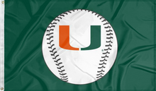 Load image into Gallery viewer, green university of miami hurricanes baseball flag for college dorm decor
