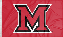 Load image into Gallery viewer, red university of miami ohio flag for college dorm decor
