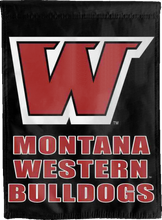 Load image into Gallery viewer, black university of montana western bulldogs double sided house flag
