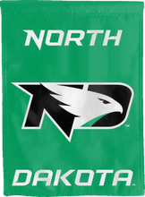 Load image into Gallery viewer, green university of north dakota double sided house flag for college dorm decor
