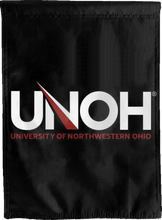 Load image into Gallery viewer, black university of northwestern ohio double sided house flag for game day decor
