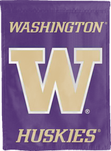 Load image into Gallery viewer, purple university of washington huskies double sided house flag for man cave decor
