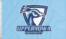 Load image into Gallery viewer, light blue upper iowa university flag for college dorm decor
