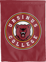 Load image into Gallery viewer, red ursinus college double sided house flag for game day decor
