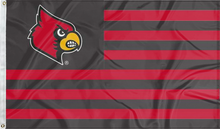 Load image into Gallery viewer, usa flag style louisville cardinals flag for college dorm decor
