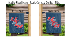 Load image into Gallery viewer, usca logo reading correctly on both sides of blue usc aiken double sided garden flag
