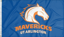 Load image into Gallery viewer, blue ut arlington mavericks flag for college dorm decor
