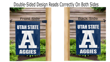 Load image into Gallery viewer, utah state a aggies logo reading correctly on both sides of garden flag
