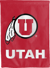 Load image into Gallery viewer, red utah utes double sided house flag for college dorm decor
