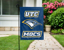 Load image into Gallery viewer, utc mocs double sided garden flag hung outside for yard decor
