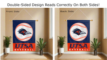 Load image into Gallery viewer, utsa baseball logo reading correctly on both sides of double sided house flag
