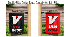 Load image into Gallery viewer, uva wise logo reads correctly on both sides of black and red garden flag
