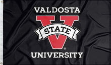 Load image into Gallery viewer, black valdosta state university flag for college dorm decor
