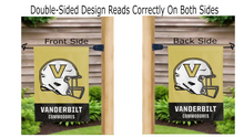 Load image into Gallery viewer, vanderbilt commodores football logo reading correctly on both sides of double sided garden flag

