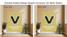 Load image into Gallery viewer, vanderbilt commodores logo reading correctly on both sides of gold double sided house flag 
