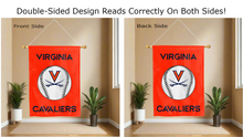 Load image into Gallery viewer, virginia cavaliers baseball logo reading correctly on both sides of orange double sided house flag
