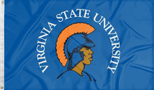 Load image into Gallery viewer, blue virginia state trojans flag for college dorm decor

