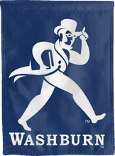 Load image into Gallery viewer, blue washburn ichabods double sided house flag for college dorm decor

