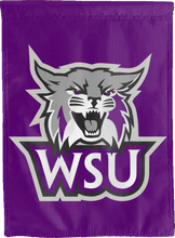 Load image into Gallery viewer, weber state university double sided house flag with wsu logo for man cave decor
