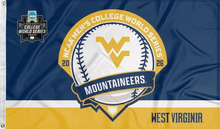 Load image into Gallery viewer, west virginia college world series 2026 flag for college dorm decor
