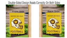 Load image into Gallery viewer, western michigan football logo reading correctly on both sides of garden flag
