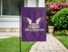 Load image into Gallery viewer, purple westminster university griffins double sided garden flag for yard decor
