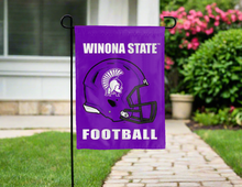 Load image into Gallery viewer, purple winona state football double sided garden flag for yard decor
