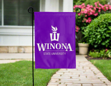Load image into Gallery viewer, purple winona state university double sided garden flag for yard decor
