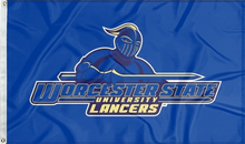 Load image into Gallery viewer, blue worcester state university lancers flag for college dorm decor
